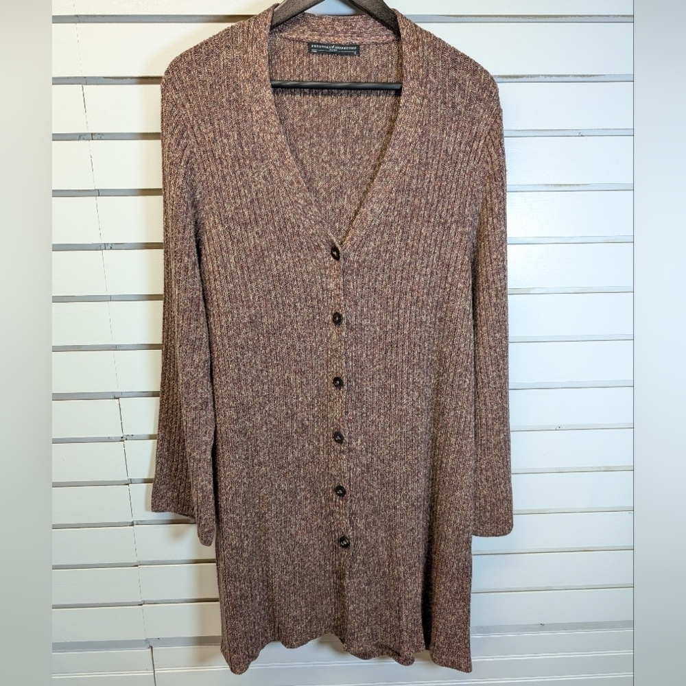 Peruvian Connection Long V-Neck Button Front 100% Pima Cotton Cardigan XL EUC